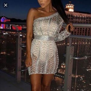 Plain Hollow Out One Shoulder Bodycon Dress